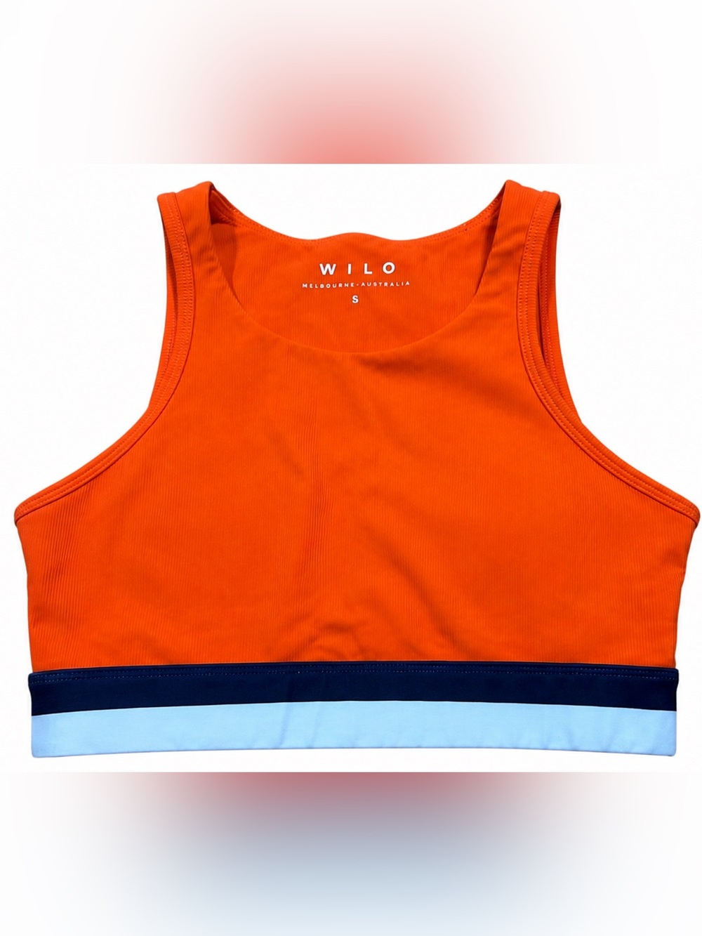 Wilo Orange‎ Ribbed High Neck Sports Bra Crop Top Size S